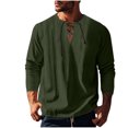 thumbnail image 1 of zbxnLI Mens Linen Shirts Drawstring V Neck Long Sleeve Shirt Lightweight Spring Fall Long Sleeve T-Shirts, 1 of 8