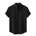thumbnail image 2 of Babysbule Mens Shirts Clearance Men's Round Neck Pocket Button Solid Cotton Linen Short Sleeve Shirt, 2 of 9