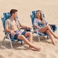 thumbnail image 2 of Costway 2-Pack Folding Backpack Beach Chair 5-Position Outdoor Reclining Chairs with Pillow Pattern, 2 of 10