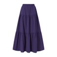 thumbnail image 2 of Wangsaura Women's Maxi Skirts Casual Elastic High Waisted A Line Ruffle Flowy Dresses Simple Style Bottoms, 2 of 6