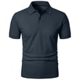 thumbnail image 5 of HVOBTTY Mens Summer Soft Versatile Pullover Casual Fashion Solid Color Collared Short Sleeve Loose Breathable Daily Base Layer Tops Dark Gray, M, 5 of 5