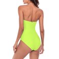 thumbnail image 4 of RELLECIGA Women's Ruched Neck Halter Twist Bandeau One Piece Swimwear Bathing Suits, 4 of 6
