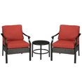 thumbnail image 1 of Outsunny Ensemble Bistro 3 Pcs avec Table en Fer, Mobilier de Balcon, Rouge, 1 of 9
