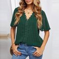 thumbnail image 3 of Hauts pour Dames Manches Courtes Femmes Décontracté Manches Courtes en Chiffonnier Uni Blouse T-Shirt à Col en V Hauts pour Dames Hauts pour Femmes Décontracté, 3 of 8