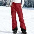 thumbnail image 2 of FAVIPT Pantalon de Ski Chaud et Imperméable pour Femmes, Patchwork, Léger, avec Poches, Pantalon d'Hiver pour Planche à Neige, Randonnée, Sport, Rouge, P, 2 of 8