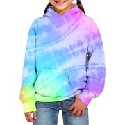 Girls Hoodies & Sweatshirts Product Title 3D Visual Digital Printed Children's Hoodie Tie Dye Pullover Sweater for Girls
