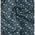 thumbnail image 1 of Soimoi Blue Rayon Crepe Fabric Moon & Stars Galaxy Decor Fabric Printed Yard 46 Inch Wide, 1 of 6
