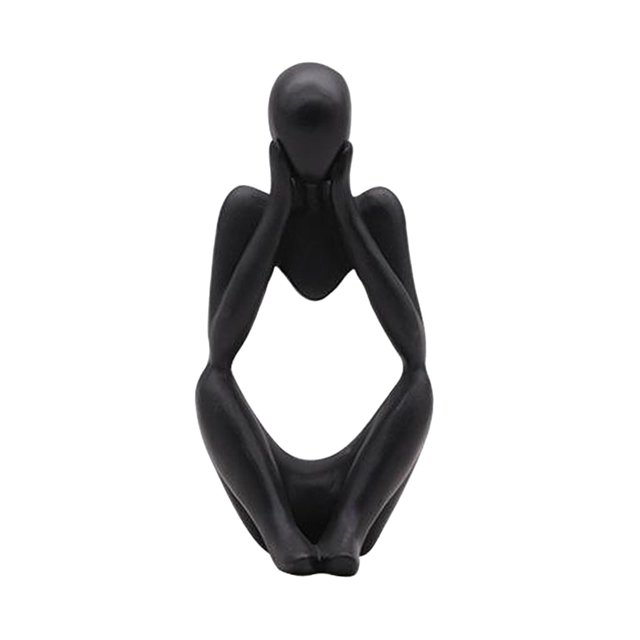 GUOOL Abstract Sculpture Handmade Resin Thinking Man Home r rative Figure Hand Black