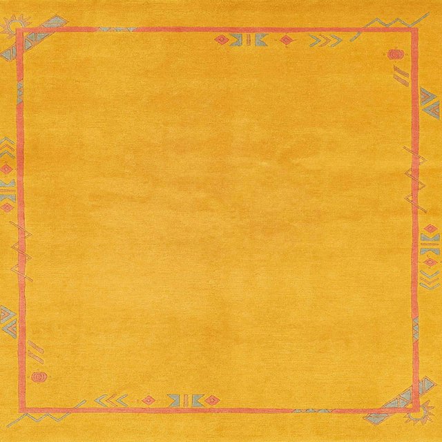 Ahgly Company Tapis d'Intérieur Carrés Abstraits Orange Tapis de Zone Abstraits, 8 Pieds Carré