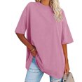 thumbnail image 2 of Plebaso T-Shirts Surdimensionnés pour Femmes 2025 Manches Courtes Hauts Amples Col Rond Décontracté Uni T-Shirts Basiques pour Femmes, 2 of 6
