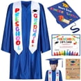 thumbnail image 4 of Linnome Graduation Gown Cap Set 2026 Silk Graduation Attire and Memorial Gift Set for Kindergarten Commencement Ceremony Blue#01, 4 of 5