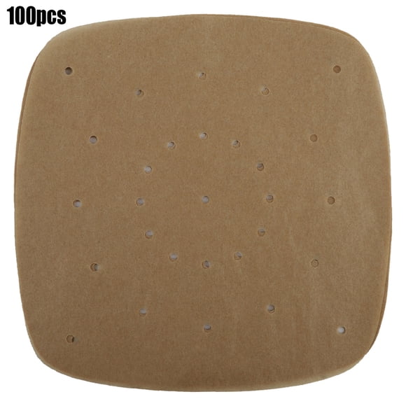 TKSE Doublures en Papier carrées perforées pour friteuse à air (7,5 Pouces)(Brun)