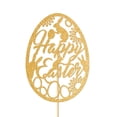 thumbnail image 2 of Cheapark Easter party alphabet egg paper cake topper holiday decor flag gold, 2 of 6