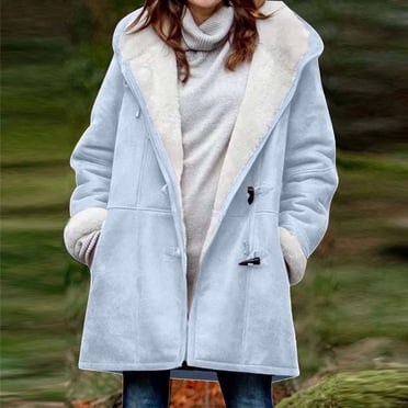 UPPADA Winter Coats for Women Fuzzy Fleece Lined Jackets Thick Casual Parka Lapel Horn Button Down Furry Outerwear Plus Size Winter Warm Coats Clearance