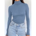 thumbnail image 4 of Women'S Long Sleeve Shirts Fall Fashion Basic Thermal Underwear Tops Winter Clothes Royal Blue L, 4 of 9