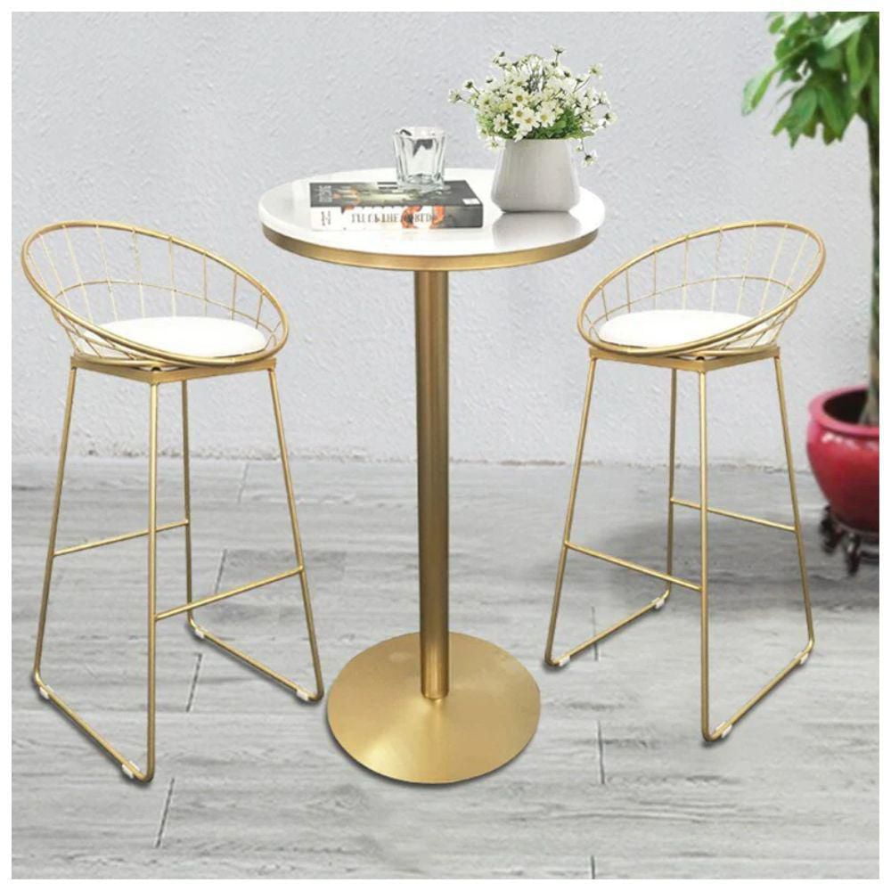 Tabouret romain (26" H x 19,5" L x 21,5" P) en or blanc ENSEMBLE DE 2
