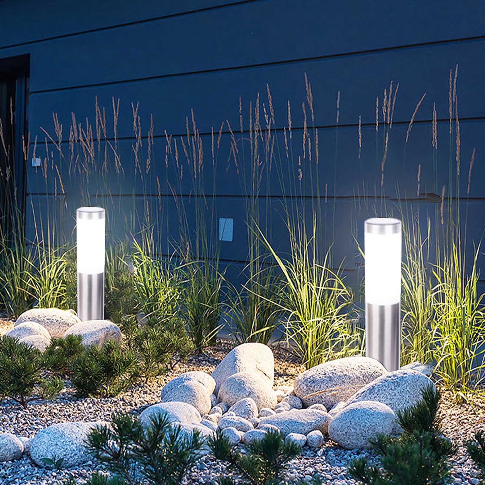 EGNMCR Solar Lights Outdoor, Outdoor Lights, Solar Pathway Lights Outdoor Solar Energy Stainless Steel 3LED Modern Courtyard Outdoor Garden Cylindrical Outdoor Light Solar lamp