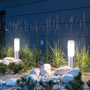 EGNMCR Solar Lights Outdoor, Outdoor Lights, Solar Pathway Lights Outdoor Solar Energy Stainless Steel 3LED Modern Courtyard Outdoor Garden Cylindrical Outdoor Light Solar lamp