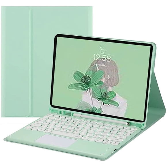 MYKOMI Keyboard Case for iPad Mini 6th Generation Touchpad Detachable Keyboard with Pencil Holder Round Key Color Slim Smart Cover for iPad Mini 2021 6th Gen
