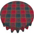 thumbnail image 3 of Red and Green Christmas Plaid Round Tablecloth 60 Inch Plaid Printed Fabric Table Cloth Decor Washable Polyester Fabric Holiday Winter Table Cover for Home Kitchen Outdoor Party, 3 of 6