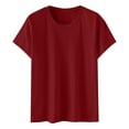 thumbnail image 4 of Women Full Sleeve Tops Short Sleeve Round Neck Top Plus Size Solid Color Basic T-Shirts,Womens Elbow Sleeve Tops, 4 of 5