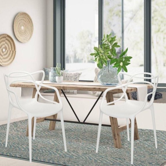 Chaise en plastique de style maître moderne du milieu du siècle, chaise d'intérieur et d'extérieur Chaise de patio Chaise de cuisine Hauteur d'assise de 18 pouces Chaise de restaurant Chaise empilable
