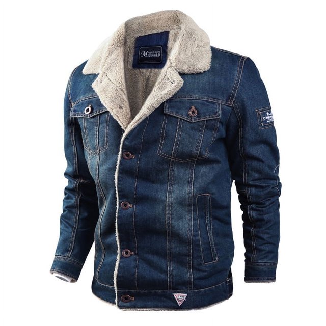 Men‘s Denim Jacket Oversized Plus Velvet Loose Jacket Autumn Winter