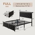 thumbnail image 2 of iPormis Full Bed Frame with 2 Drawers, Metal Platform Bed with Charging Station and Linen Fabric Storage Headboard Strong Metal Slats,Black, 2 of 9