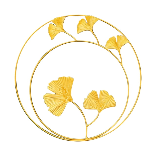 Vaidha Suspension Murale en Métal pour Salon, Feuille de Ginkgo Ronde Dorée