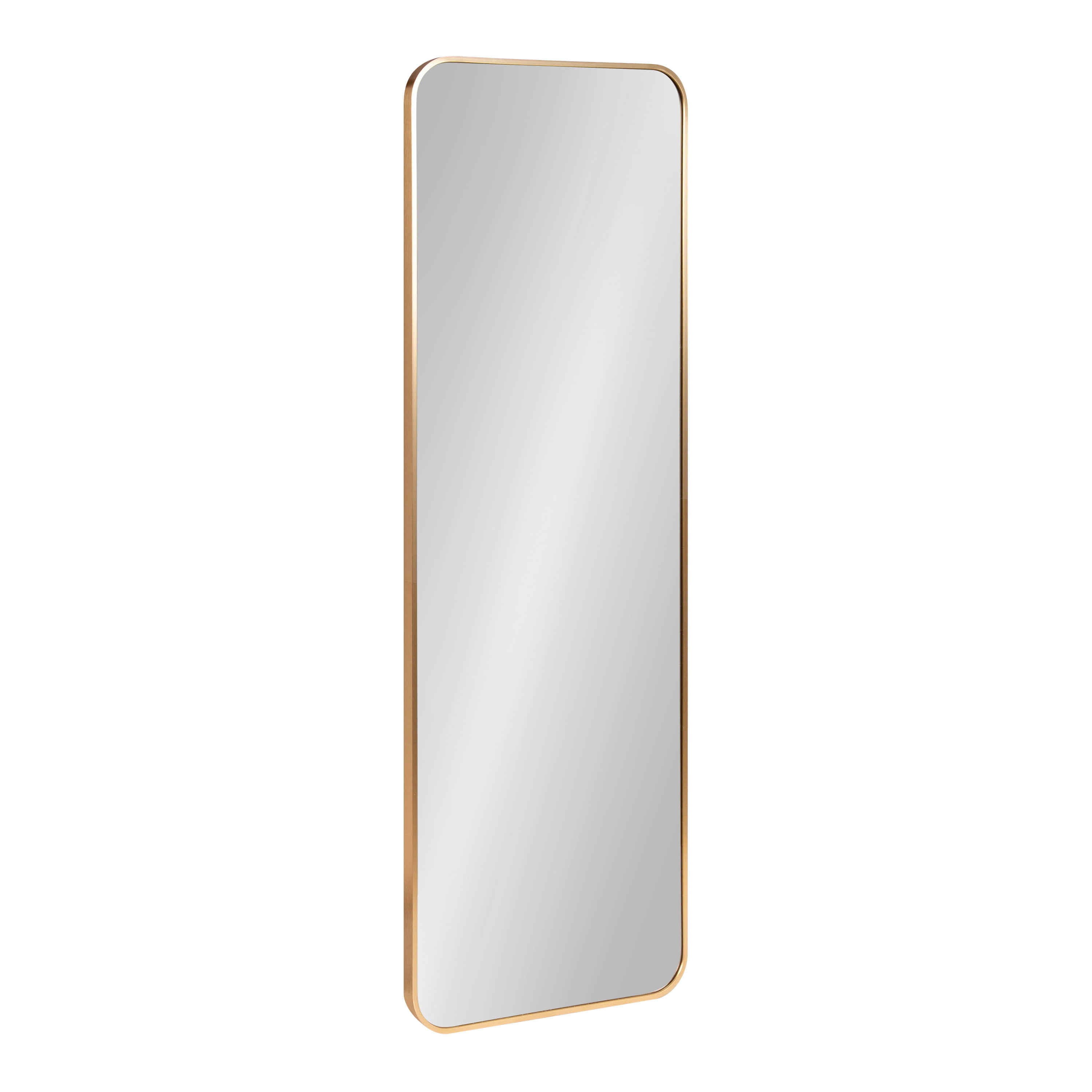 Kate and Laurel Zayda Radius Rectangle Wall Mirror, 16 x 48, Gold, Metal Framed Minimalist Rectangular Mirror with Rounded Corners