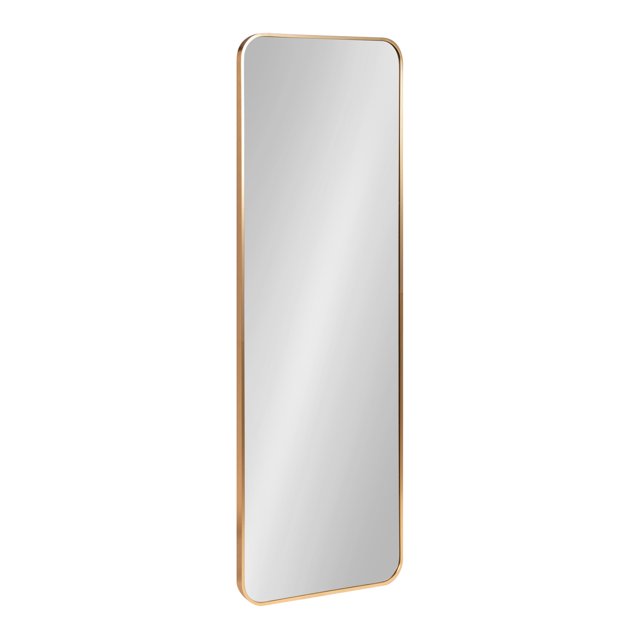 Kate and Laurel Zayda Radius Rectangle Wall Mirror, 16 x 48, Gold, Metal Framed Minimalist Rectangular Mirror with Rounded Corners