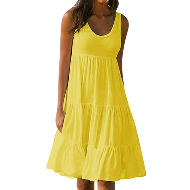 CHUANK Robes en Lin pour Femmes Été Grande Taille Manches Courtes Col en V Longueur Genou Robe Ample Décontractée Confortable Robe de Plage Soldes de Liquidation 2024