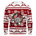 thumbnail image 1 of Penkiiy Chandail Unisexe à Manches Longues pour Homme, Graphique Drôle de Noël Laid 2TG Rouge, 1 of 4