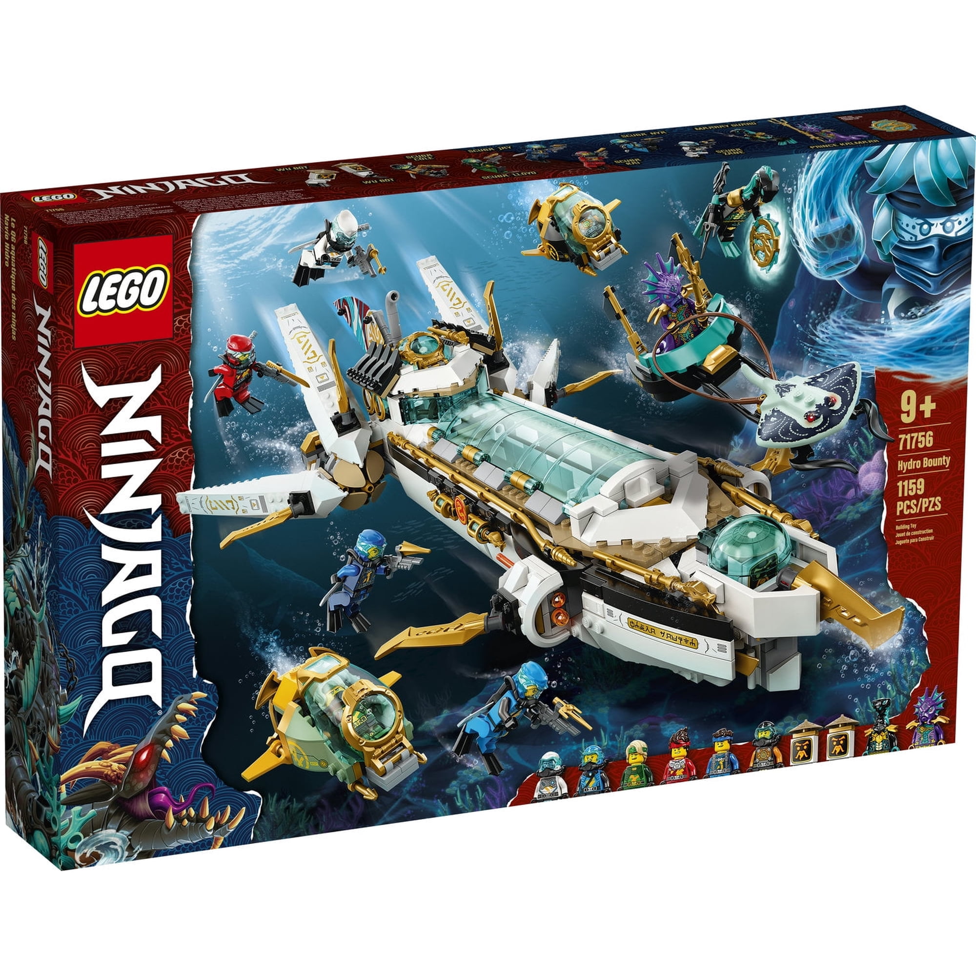 LEGO NINJAGO Hydro Bounty Building Set, 71756 Submarine Toy with