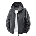 thumbnail image 3 of Sentmoon Coats for Men Solid Color Long Sleeve Hooded Neck Ski Jacket Men Waterproof Plus Size Zipper Windbreaker Men Clothes with Pockets Fall and Winter Streetwear for Walking and Daily, 3 of 9