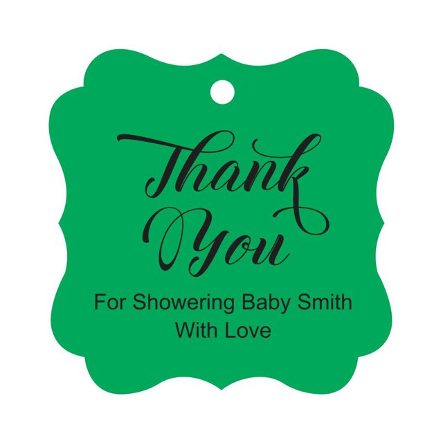 Darling Souvenir Baby Shower Thank you Favor Tags Custom Hang Gift Tags-Green-50 Tags