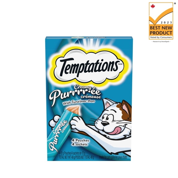 Temptations Creamy Puree Tuna Lickable Adult Cat Treats 4 Pouches