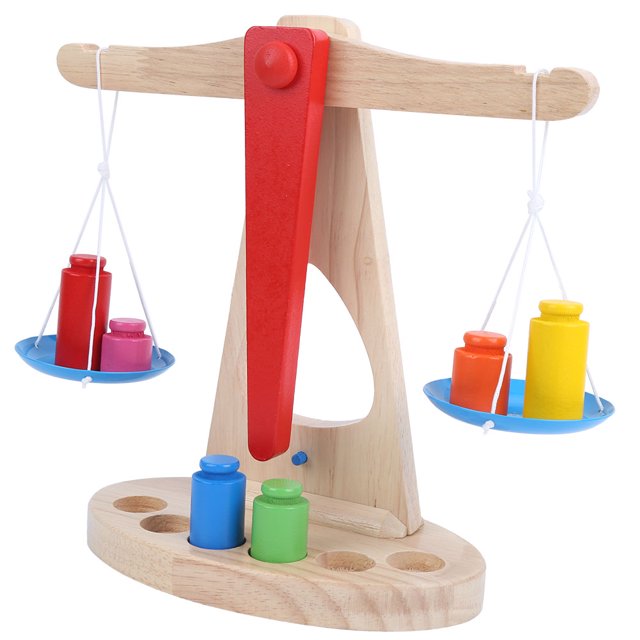 Rubber Wood Wooden Balances, Colorful Weights Designs Portable For Education Fun Above 3 Years Old Children Playing