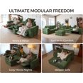 thumbnail image 3 of BEDEEP 103'' Power Reclining Loveseat Sofa with Console, Chenille 2-Seater Recliner Sofa with Wireless Charger, USB, Cup Holder, Headrest, Drawer for Living Room RV, Green, 3 of 9