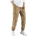 thumbnail image 2 of asjyhkr Mens Cargo Pants with Multi Pockets Elastic Waist Drawstring Jogger Hiking Work Sweatpants, 2 of 5