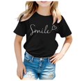 thumbnail image 1 of WEIYLL T-Shirts Garçon Unisexes Imprimé Lettre Drôle Col Rond Manches Courtes Hauts Noirs pour Enfants de 2-3 Ans, 1 of 4
