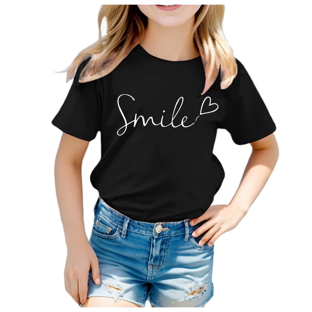WEIYLL T-Shirts Garçon Unisexes Imprimé Lettre Drôle Col Rond Manches Courtes Hauts Noirs pour Enfants de 2-3 Ans