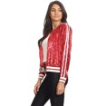 thumbnail image 4 of Veste Bomber à Paillettes à Rayures pour Femmes à Manches Longues avec Fermeture Éclair Frontale, 4 of 5