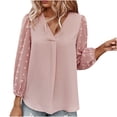 thumbnail image 2 of CEHVOM Hauts en Chiffon pour Femmes, Mode d'Été, Couleur Unie, Col en V, Manches Longues, 2 of 6