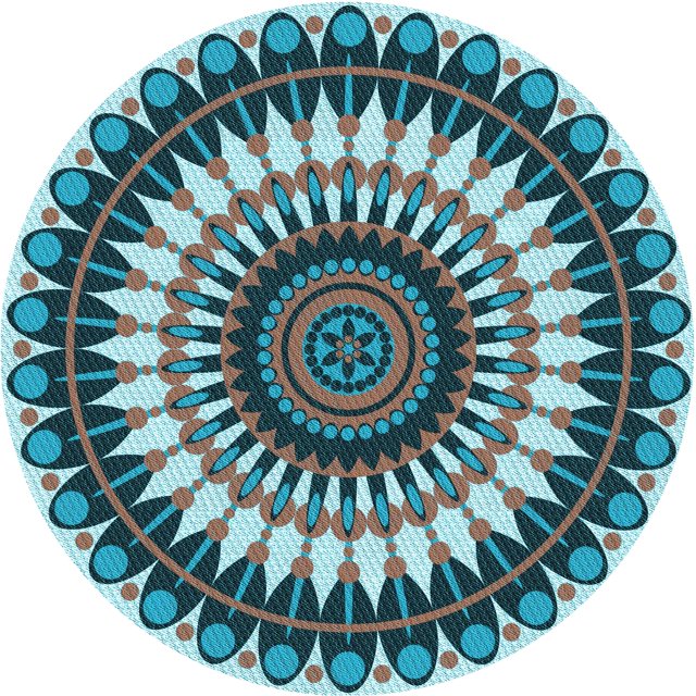 Ahgly Company Tapis de Zone Rond Transitionnel Bleu Tron pour Intérieur Lavable à la Machine, 3 Pieds Rond