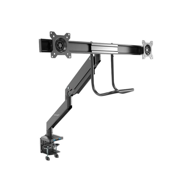 StarTech.com Support de Bureau à Double Bras pour Moniteur avec USB et Audio - Support VESA Mince à Mouvement Complet et Réglable pour Moniteurs Doubles jusqu'à 32 Pouces - Articulations Ergonomiques - Pince en C/patte d'Oeillet (ARMSLIMDUAL2USB3)