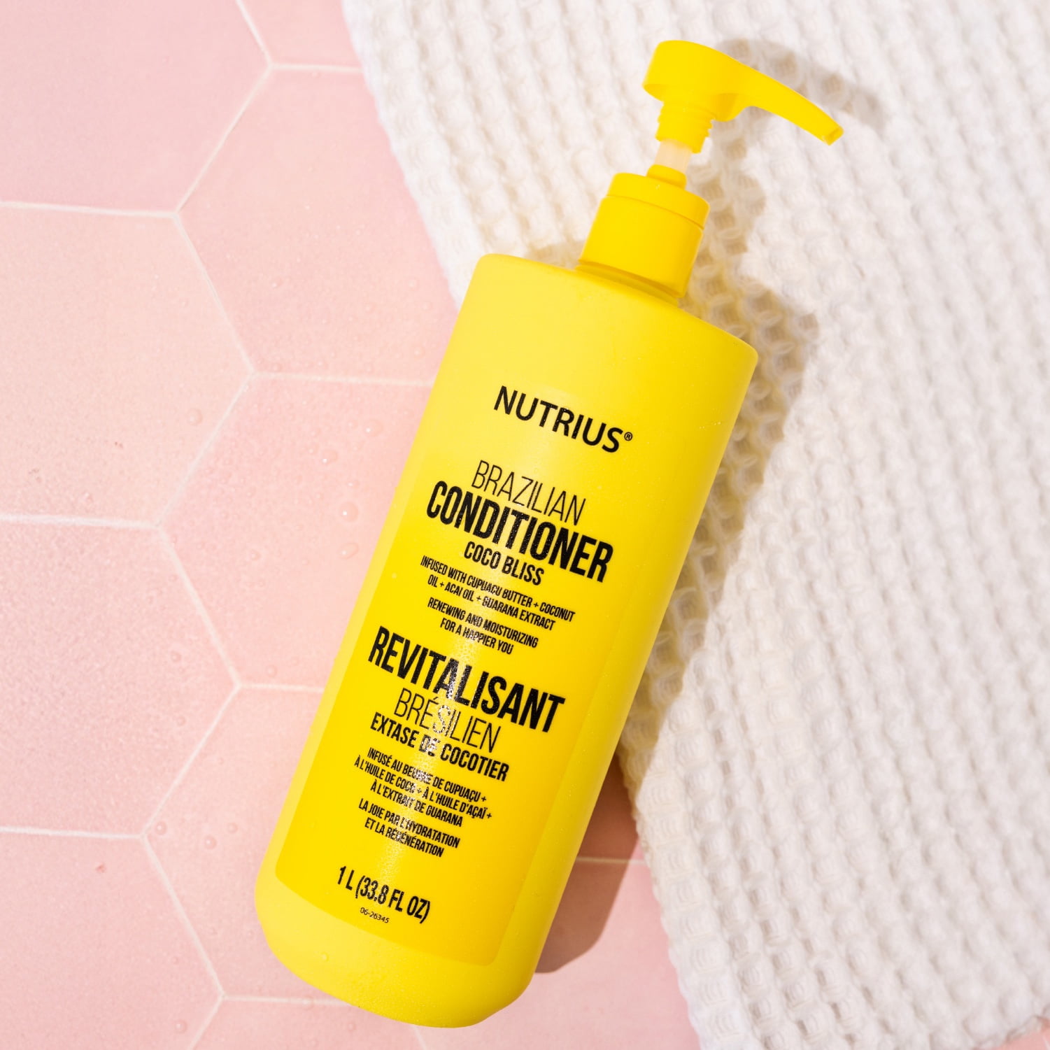 NUTRIUS Renewing and Moisturizing Brazilian Conditioner with Cupuacu Butter, Acai Oil, Coconut Oil, and Guarana Extract. 1Lt
