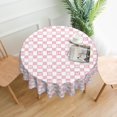 thumbnail image 5 of Tablecloth Pink Check Bow Pattern Round 60 x 60 Inch Table Cover Polyester Stain and Wrinkle Resistant Table Cloth for Kitchen Dining Coffee Party, 5 of 5