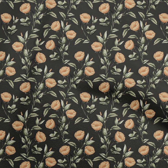 oneOone Rayon Orange Fabric Floral Retro Sewing Craft Projects Fabric Prints By Yard 56 Inch Wide