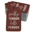 thumbnail image 1 of Inkdotpot Pack Of 50 Real Silver Foil Paper Tags Good Bye Tension Hello Pension Retirement Favor Hang Tags, 1 of 6